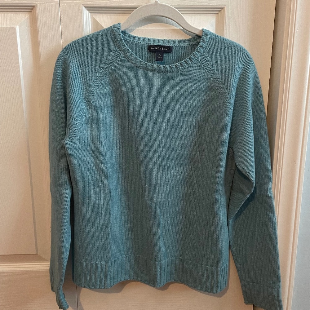 Lands End teal sweater small 6-8